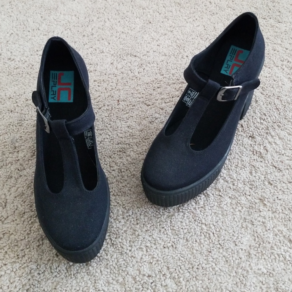 JC Play; Mary Jean black platform shoes size 8